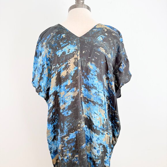 Beatrice .b Kaftan Midi Dress Small (4) Printed Pattern Blue Black Gold - Picture 6 of 11